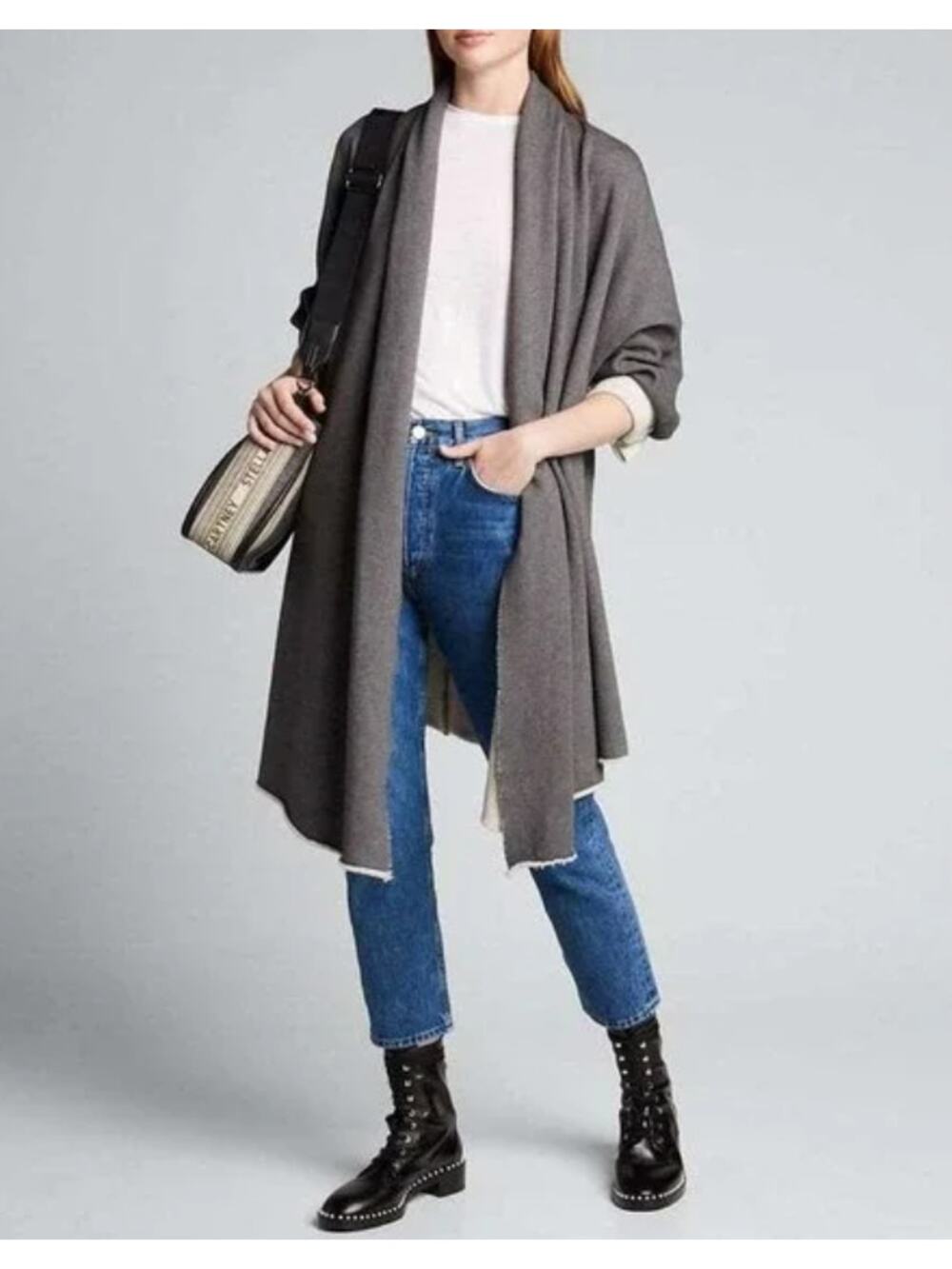 Frank & Eileen Tee Lab DRAPE COAT Fleece Cardigan Jacket Gray Mélange XS/S $288